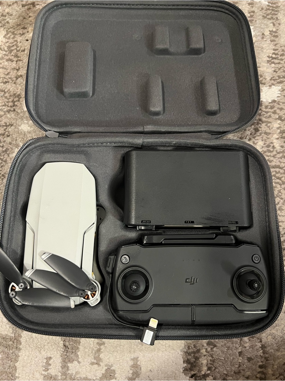 DJI Foldable Drone Kit in Silver and Black with Controller
